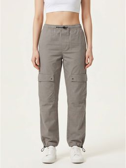 Bene Kleed - Women Grey Mid-Rise Relaxed Fit Cargo Trouser