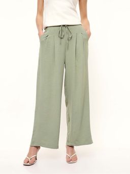DL WOMAN - Solid Wide Leg Loose Fit Trouser