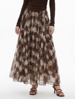 Outzidr - Brown Textured Dual Coloured Skirt