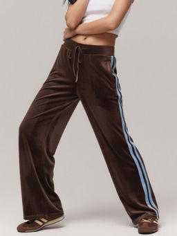 Outzidr - Brown Side Tape Wide Leg Trouser