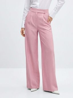 Outzidr - Pink Waist Detail Wide Leg Trouser