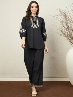 ZUMMER - Black Embroidered Co-ord Set