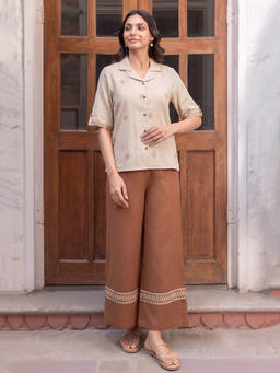 ZUMMER - Beige Embroidered Co-Ord Set