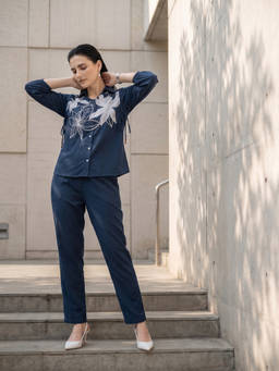 ZUMMER - Navy Blue Applique Co-Ord Set
