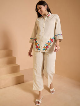ZUMMER - Off White Embroidered Co-ord Set