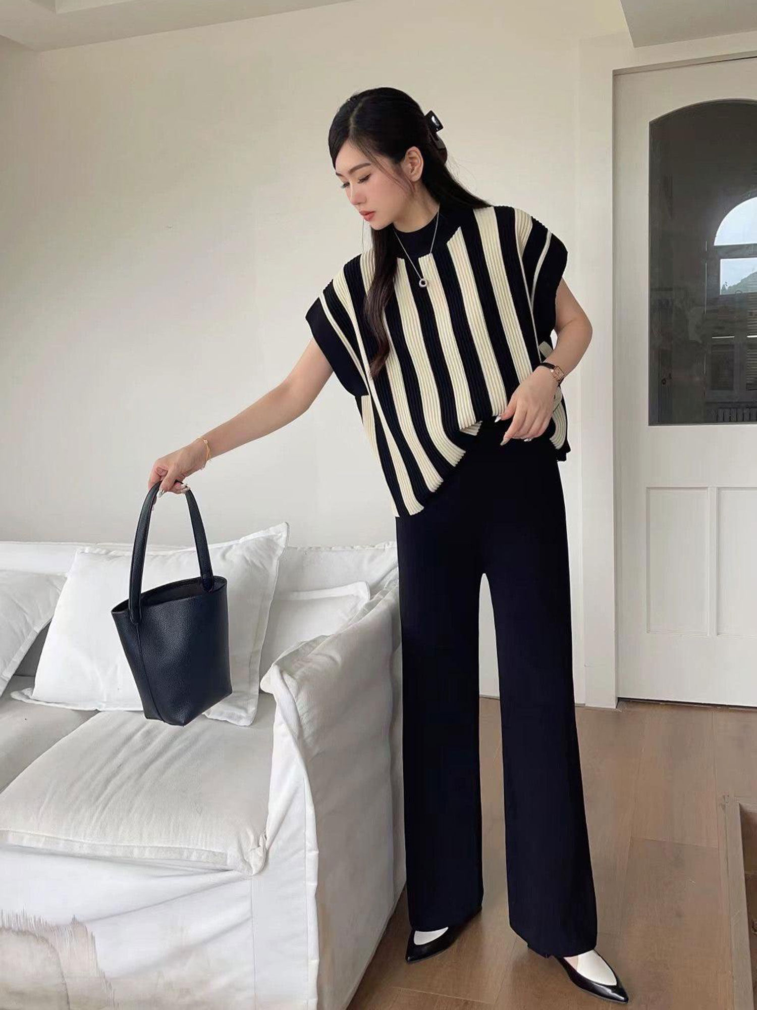 Black and White Striped Co Ord Set (Set of 2)-picture-16