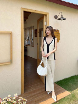 MISS MOSA BY AKANKSHA - Colorblock Ribbed Summer Co Ord Set (Set of 2)