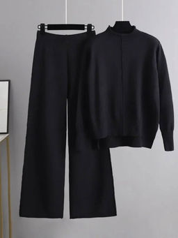 MISS MOSA BY AKANKSHA - Black Flared Sleeve Solid Co Ord Set (Set of 2)