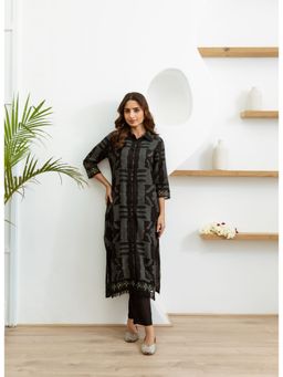 Nehamta - Womens Black Rayon Kurta with Pant (Set of 2)