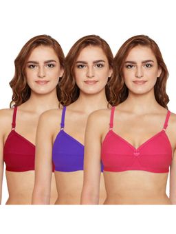 Bodycare - Full Coverage, Non Padded Bra in Solid Color in Pack of 3-6824 - Multi-Color