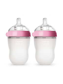 Comotomo - Silicone Feeding Bottle 250ml, Pink (Pack of 2)
