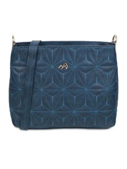 Metro - Blue Faux Leather Zip Top Sling Bag (M)