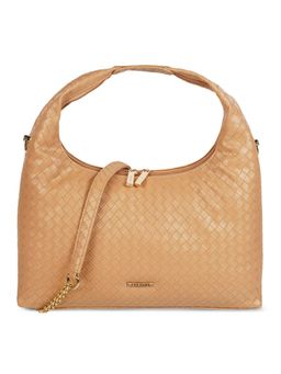 Metro - Beige Faux Leather Shoulder Bag with Detachable Strap (M)