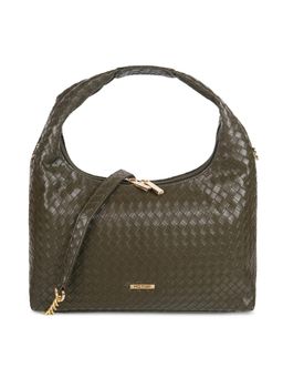 Metro - Green Faux Leather Shoulder Bag with Detachable Strap (M)