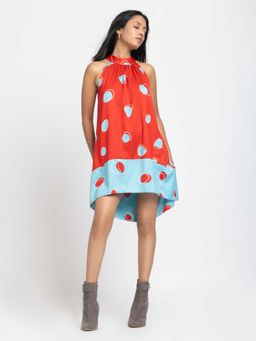 SHAYE - Red Printed Casual Dress