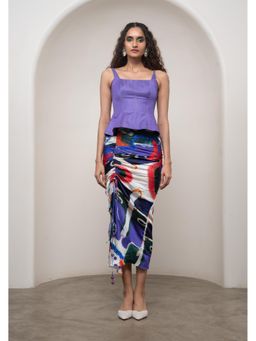 Advait - Purple Varen Peplum Top and Skirt