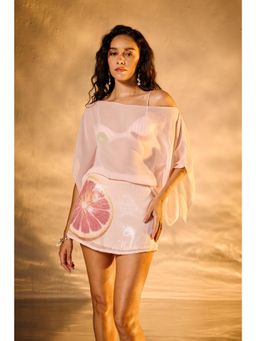 Lea Clothing - Pink Pomelo Printed Sequin Mini Skirt