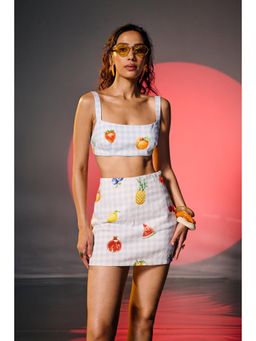Lea Clothing - Fruit Picnic Blue Gingham Smocked Bralette