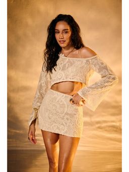 Lea Clothing - Ivy White Embroidered Crochet Crop Top