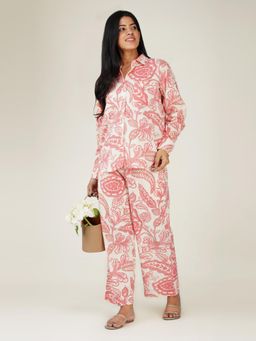 SPARSA - Off White and Orange Printed Cotton Co-Ord Set