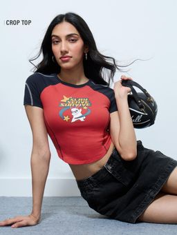 The Souled Store - Slay and Serve Crop T-Shirt