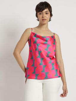 FableStreet - Satin Cowl Neck Top