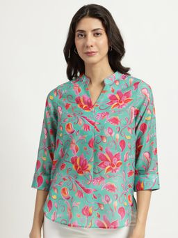 FableStreet - Green Sheer Chanderi Top