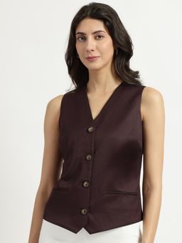FableStreet - Brown V-Neck Waistcoat