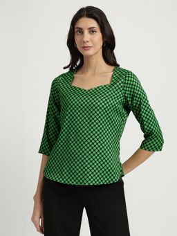 FableStreet - Sweetheart Neck Polka Top - Multi-Color