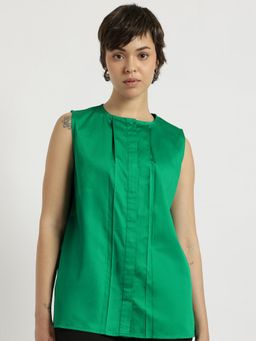 FableStreet - Cotton Pleated Top - Green
