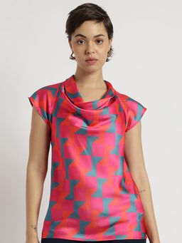 FableStreet - Satin Cowl Top - Multi-Colour