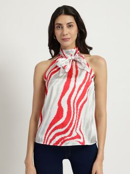 FableStreet - Satin Halter Neck Top - White