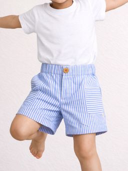 Somersault - Boys Stripe Blue Cotton Above Knee Shorts