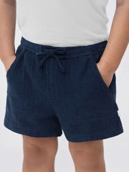 Somersault - Boys Solid Blue Cotton Above Knee Shorts