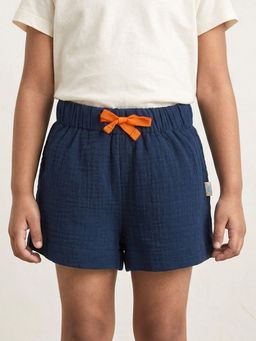 Somersault - Boys Solid Blue Cotton Above Knee Shorts