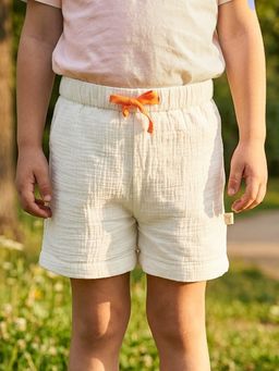 Somersault - Boys Solid White Cotton Above Knee Shorts