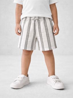 Somersault - Boys Stripe White Cotton Knee Length Shorts