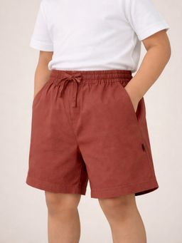 Somersault - Boys Solid Rust Cotton Above Knee Shorts