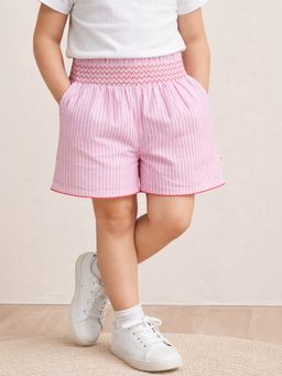 Somersault - Girls Stripe Pink Cotton Above Knee Shorts