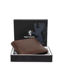 Red Tape - Bifold Leather Brown Wallet with RFID Protection for Men