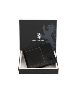 Red Tape - Black Solid Bi-Fold Leather Rfid Secured Wallet