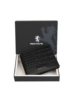 Red Tape - Black Textured Bi-Fold Leather Rfid Secured Wallet