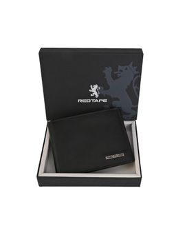 Red Tape - Black Solid Bi-Fold Leather Rfid Secured Wallet