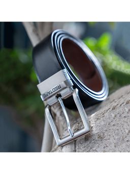 Red Tape - Black & Brown Reversible Leather Belt For Men ()