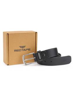 Red Tape - Men's Genuine Classic Black Leather Belt For Men ()