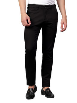 Cantabil - Black Solid Stretchable Casual Trouser