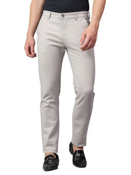 Cantabil - Light Grey Solid Stretchable Casual Trouser