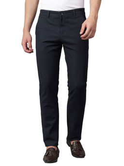 Cantabil - Navy Blue Solid Stretchable Casual Trouser