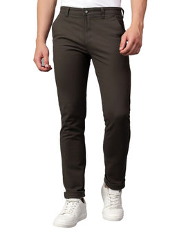 Cantabil - Olive Solid Stretchable Casual Trouser