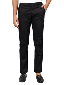 Cantabil - Black Solid Stretchable Casual Trouser